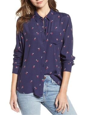 Rails Navy Shirt with Red Cherry Print